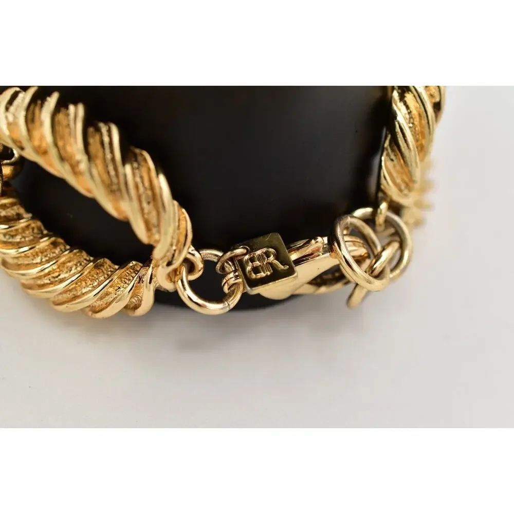 Banana Republic Chain Bracelet Crystal Linked Chunky Gold Tone Signed Y2K Bin4